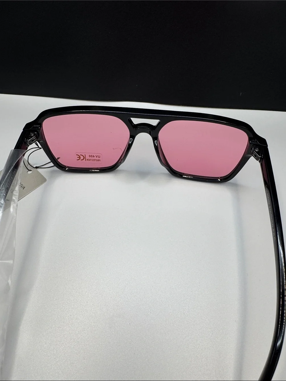 Black Frame Sunglasses with Pink Lenses